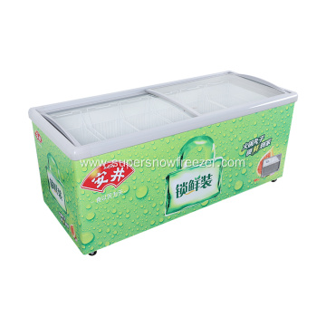 Glass top chest freezer for fish and seafood